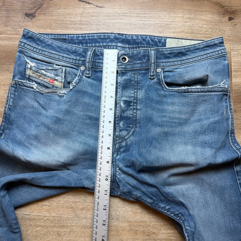 Diesel Buster Jeans Men 32x32 Blue Slim Tapered Stretch Distressed Denim 0853R